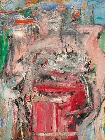威廉·德·庫寧《女人風(fēng)景》,，油彩 炭筆 麻布，166.3 x 125.4 cm,。,，1955年作