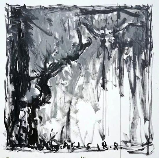 顏鴻,，風(fēng)景3，布面丙烯,，220×220cm 2018