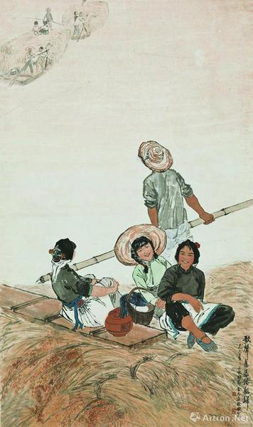 金志遠(yuǎn)徐孅1962年合作《歌聲蕩漾稻船歸》,，中國美術(shù)館藏