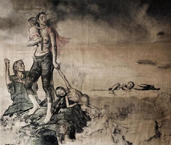 《大洪水》 蔣兆和 270×300cm 1947年 意大利羅馬聯(lián)合國(guó)糧農(nóng)組織（FAO）總部