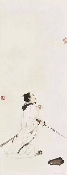 拍品編號(hào)1284 傅抱石《對(duì)酒當(dāng)歌》設(shè)色紙本 鏡框