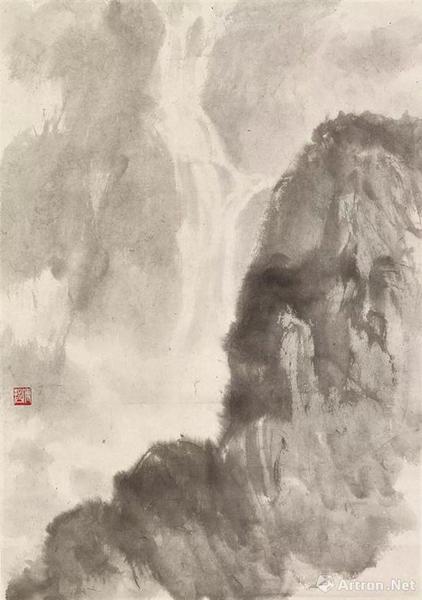 拍品編號(hào)1287 傅抱石《群山飛瀑》設(shè)色紙本 鏡框