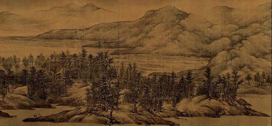 《夏景山口待渡圖》卷局部,，遼寧省博物館藏
