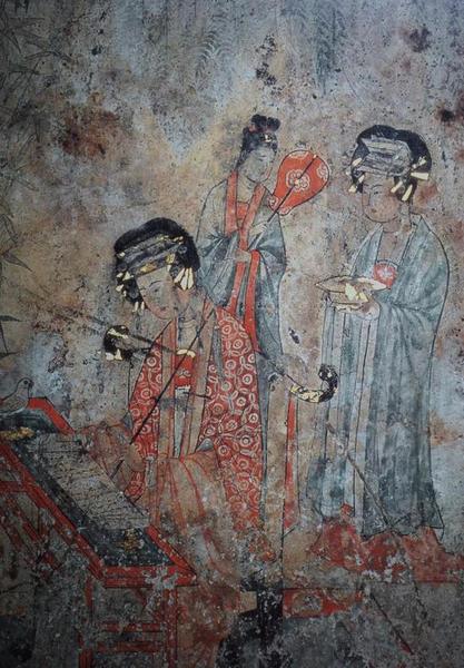遼 《頌經(jīng)圖》（局部） 內蒙赤峰市阿魯科爾沁旗東沙布日臺鄉(xiāng)寶山村遼墓壁畫