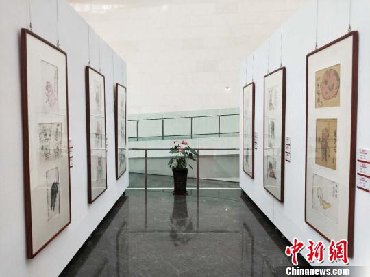 山西太原美術館正在舉辦“金豬呈祥—豬年畫豬漫畫展”，這是繼戊戌狗年后,，開展的第二屆生肖漫畫展,。　楊佩佩 攝
