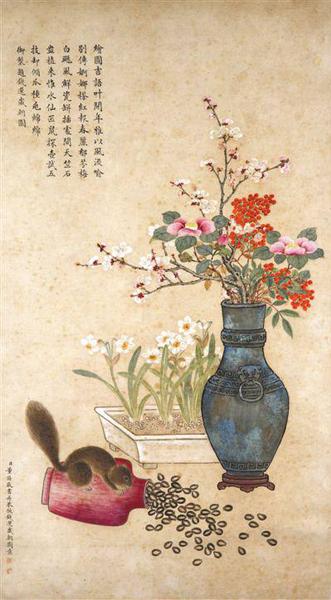 故宮博物院藏清代董誥《仿錢(qián)選歲朝圖》軸