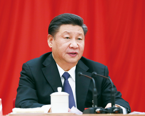 中國(guó)共產(chǎn)黨第十九屆中央委員會(huì)第三次全體會(huì)議,，于2018年2月26日至28日在北京舉行。中央委員會(huì)總書(shū)記習(xí)近平作重要講話,。 新華社記者 鞠鵬 攝