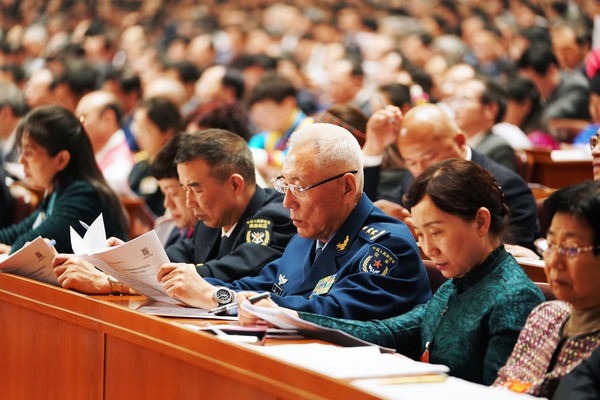 2019年3月3日下午3時,，全國政協(xié)十三屆二次會議在人民大會堂開幕,。   本報記者 賈寧攝