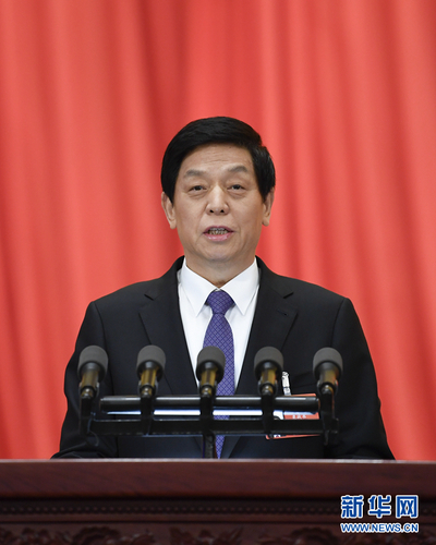全國人大常委會(huì)委員長栗戰(zhàn)書作全國人民代表大會(huì)常務(wù)委員會(huì)工作報(bào)告,。新華社記者 高潔 攝