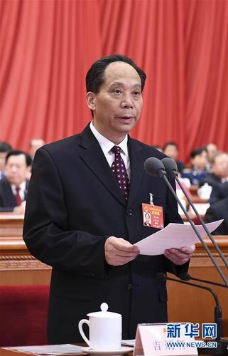 3月8日，十三屆全國人大二次會議在北京人民大會堂舉行第二次全體會議,。吉炳軒主持會議,。新華社記者 謝環(huán)馳 攝