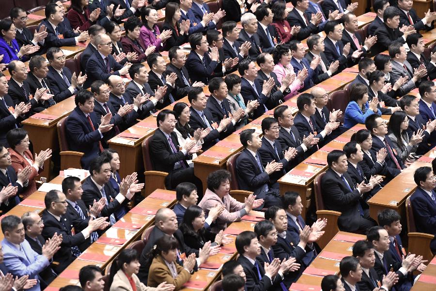 3月15日，第十三屆全國(guó)人民代表大會(huì)第二次會(huì)議在北京人民大會(huì)堂舉行閉幕會(huì),。 新華社記者 高潔 攝