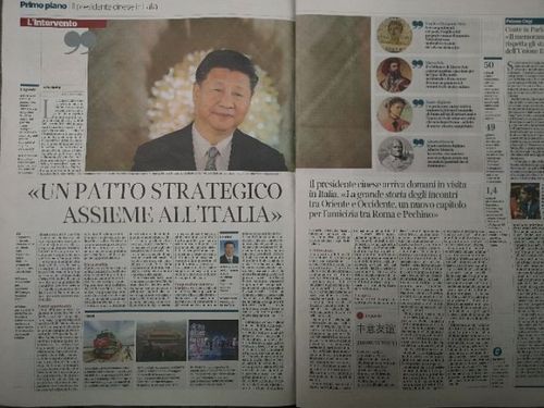 國家主席習(xí)近平在意大利《晚郵報》發(fā)表題為《東西交往傳佳話?中意友誼續(xù)新篇》的署名文章,。新華社記者王曄攝