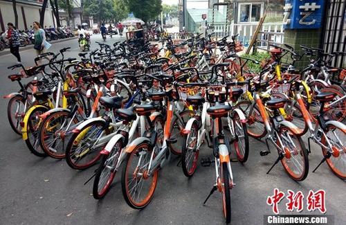 資料圖：江西南昌一共享單車停放點,。 <a target='_blank' href='http://www.chinanews.com/'>中新社</a>記者 劉占昆