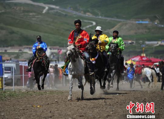 圖為來自甘、青,、寧等地的選手參加抓喜秀龍鎮(zhèn)賽馬節(jié),。　崔琳 攝