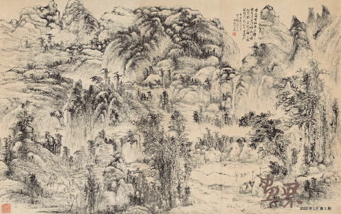 春-云山疊嶂圖-109x68x2cm-1963年-懶-悟