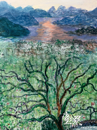 太白山圖（局部,，布面油畫）250x1200cm-2019年--周春芽