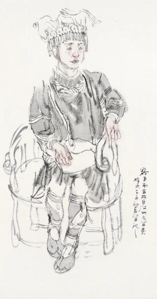 張江舟  人物寫(xiě)生之一  紙本設(shè)色  136×68cm