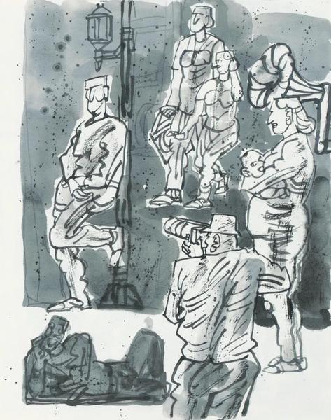 楊曉陽(yáng)  陜北寫(xiě)生系列之二 紙本水墨  34×45cm