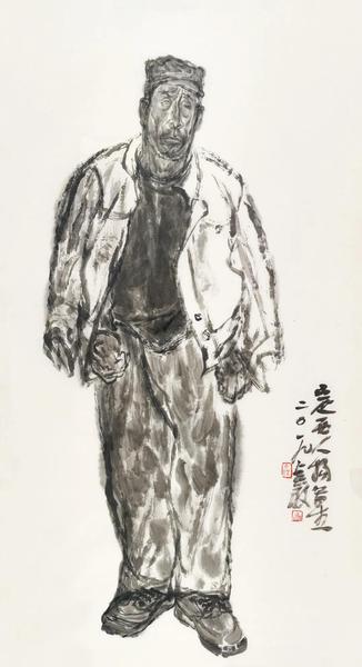 梁占巖  寫(xiě)生之二  紙本設(shè)色  153×83cm