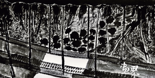 回廊與荷葉 68×34cm 2019 年 孫靜遠