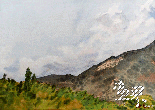 綠水青山（水彩）35×50cm-2016年-余遠權(quán)