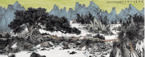 陽(yáng)朔晨起翠聞香-367×144cm-劉立勇