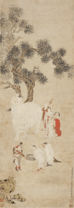洗象圖-112.7×40.6cm--丁云鵬