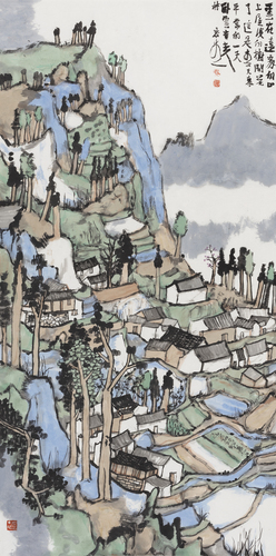 21018 云在遠(yuǎn)處  紙本水墨設(shè)色  136x68cm  2021