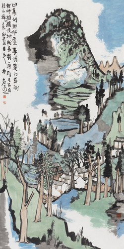21016 山里的云  紙本水墨設(shè)色  136x68cm  2021
