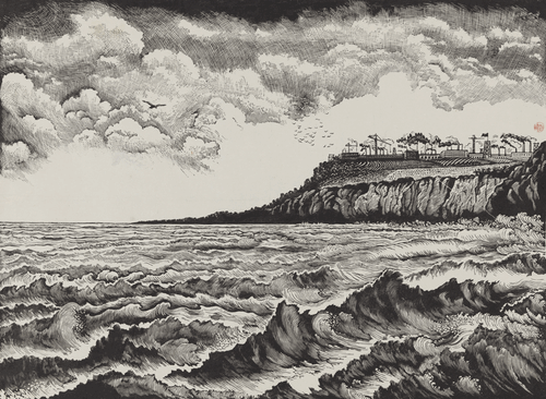 黃河新貌（版畫(huà)）39x49cm-1974年-劉-峴