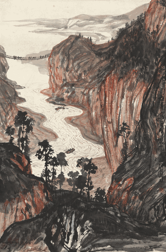 黃河龍門(mén)口-85.4x55.7cm-1960年-方濟(jì)眾