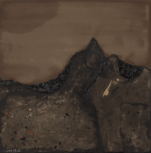 文山系列之三（大漆,、瓦灰、銀箔）45x45-2017年-陳涵