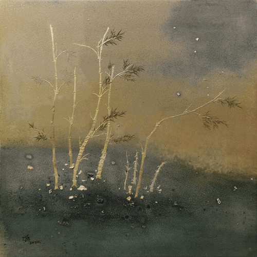 微風（木胎、大漆,、金箔,、灰）45x45cm--2020年-陳涵