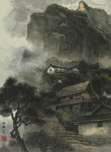 山村人家（巫山小村）46.5x34cm-1979年-伍必端-中國美術(shù)館藏