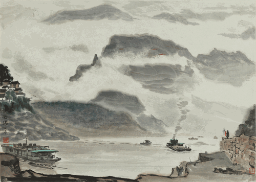 清灘絞灘站-37.5x52.5cm-1973年-伍必端-中國美術(shù)館藏