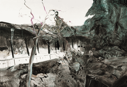 寒露回廊（油畫(huà)）90×130cm-2013年-張新權(quán)