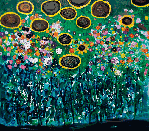 花開(kāi)時(shí)節(jié)（丙烯）80×90cm--烏-蘭