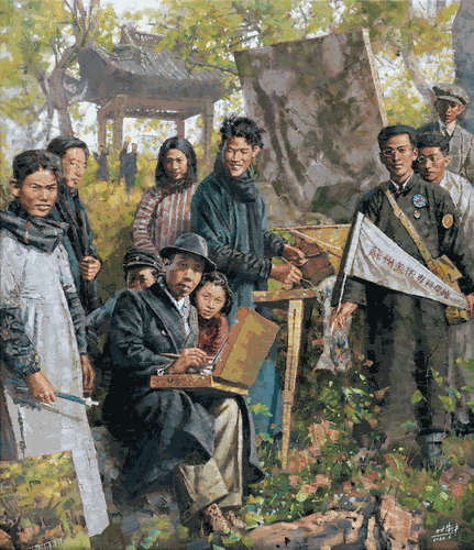滄浪舊夢(mèng)—顏文樑與蘇州美專（油畫(huà)）150×130cm--時(shí)衛(wèi)平