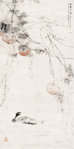瓜熟蒂落（國(guó)畫）199×100cm-2023年-劉萬(wàn)鳴