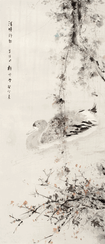 清塘野趣（國(guó)畫）113.5×49cm-2023年-劉萬(wàn)鳴