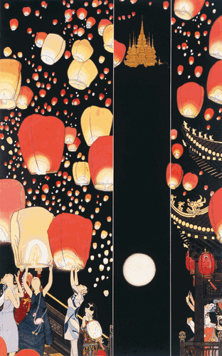 漫天瑩瑩點-千里共嬋娟（國畫）240×200cm-2016年-焦洋