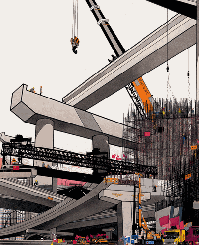 筑路人（國畫）240×200cm-2014年-焦-洋
