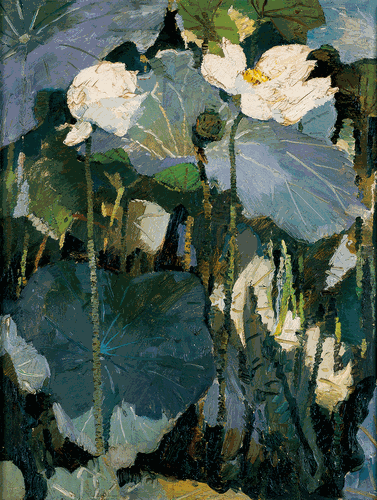 中山公園荷塘寫生（油畫）75×56cm1978年-閆振鐸