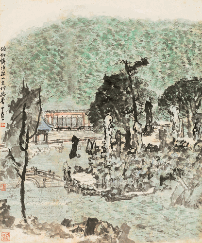 園林春深（國(guó)畫）-1999年-童中燾