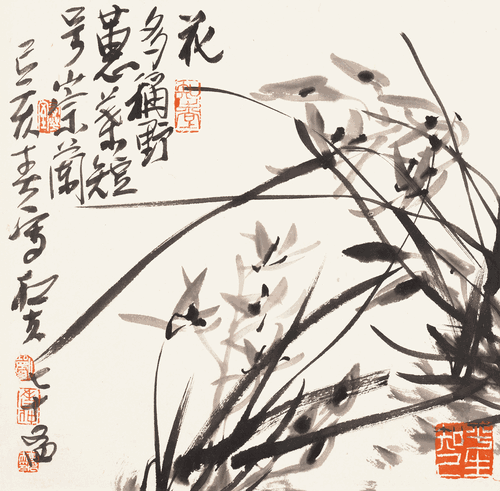 蘭-草（國畫）35×35cm-2019年-郭石夫