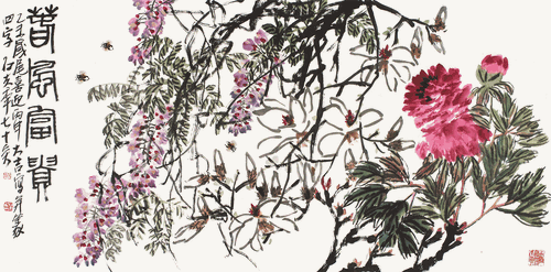 春風(fēng)富貴（國畫）68×136cm-2015年-郭石夫