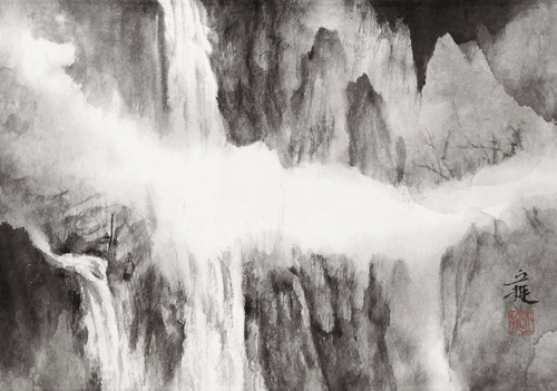 華嚴(yán)瀧（國畫）36.1×46.5cm-2015年-丘-挺