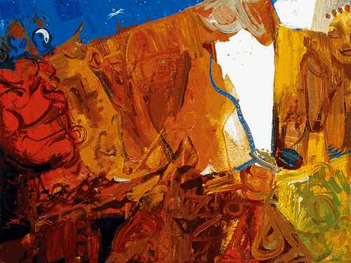 查瑪-遠(yuǎn)古之聲（油畫）60×80cm-2011年-巴-圖