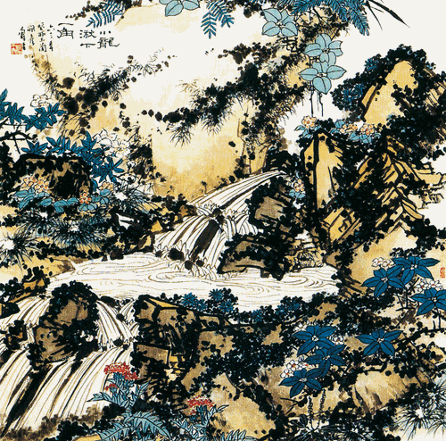 小龍湫下一角圖（國(guó)畫(huà)）107.8×107.5cm-1963年-潘天壽