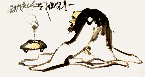 禿頭僧（國(guó)畫(huà)）94.8×172cm-1922年潘天壽